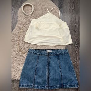 F21 Satin Crop Top (Pearl) Size Medium